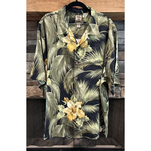 Mens TOMMY BAHAMA Floral Silk Short Sleeve Button Up Shirt Size XL *A5 - Picture 1 of 5